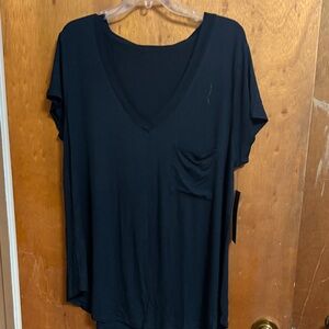 Mono B Black V-Neck Short Sleeve Tee